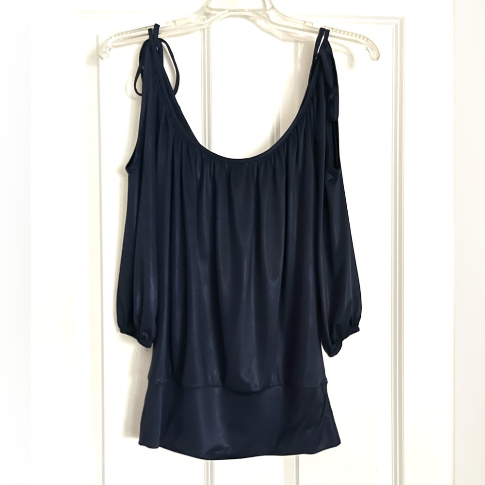 NWT Cache Cold Shoulder Top, Navy Blue - Sz X Small